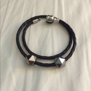 Black leather pandora bracelet
