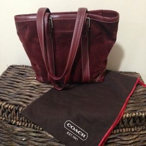 Coach Burgundy Suede Tote
