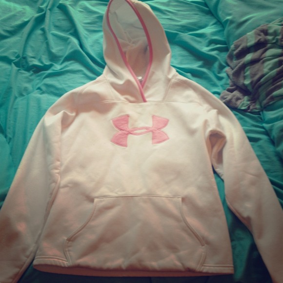 Pink and white Under Armour hoodie
