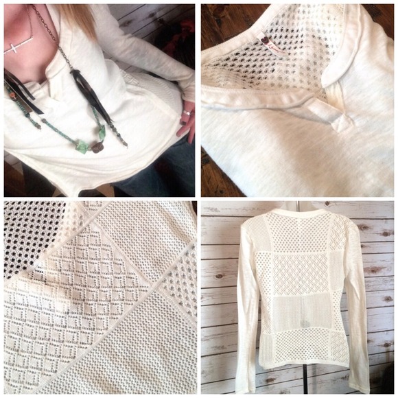 Poof! Tops - • Poof • Patches of Lace Patchwork Back Henley