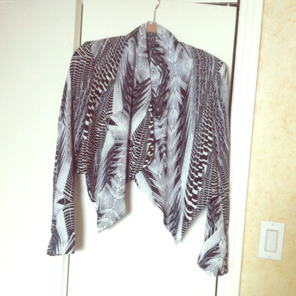 H&M edgy graphic cropped jacket