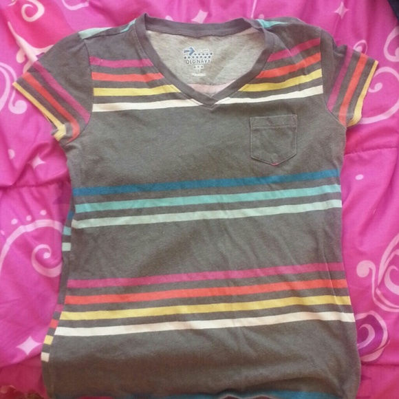 Kids Size 8 medium shriped t-shirt worn twice