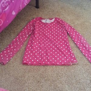 Girls long sleeve polka dot pink shirt