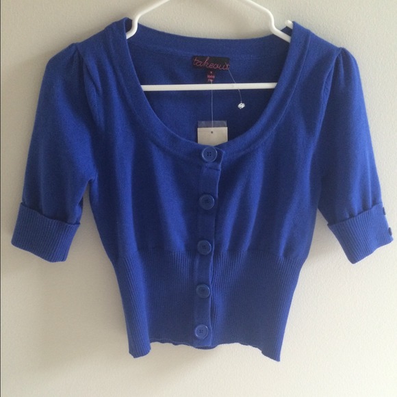 Cobalt blue scoopneck bolero-type sweater