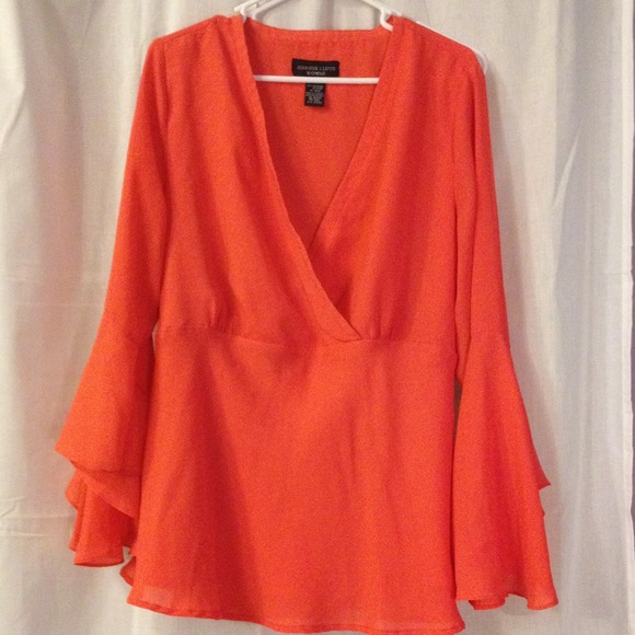 *Orange bell sleeve dress top