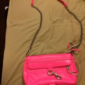 Rebecca Minkoff mini MAC in hot pink/neon.