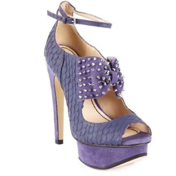 ABS Allen Schwartz Peep Toe Leather Platform Heels