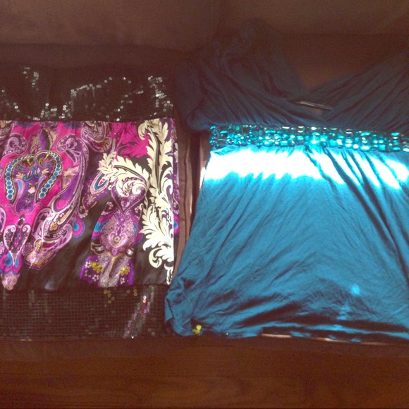 Bebe sequin top & forever 21 gem top