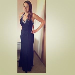 Black Formal Dress With Silver Embellishments
