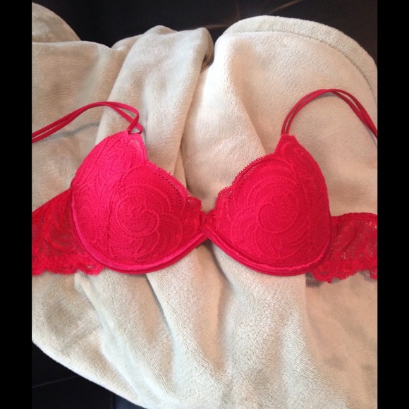 Red Very Sexy Victorias Secret Lace pushup Bra 32B
