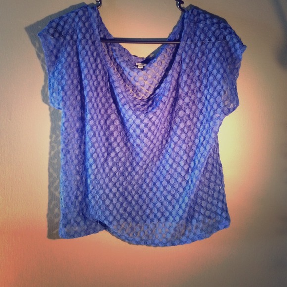 Forever 21 Sheer Blue Polka Dot Blouse S