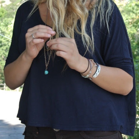 Oversized blue crop top