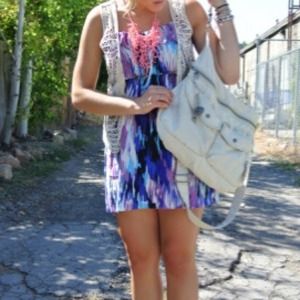 Beach / sundress purple blue and white