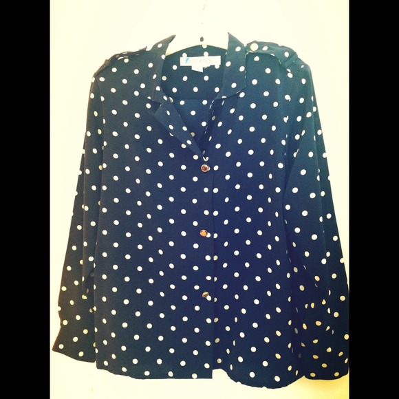 Navy & White Polka Dot Blouse