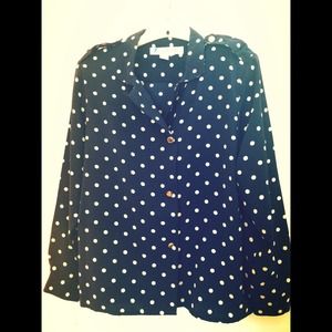Navy & White Polka Dot Blouse