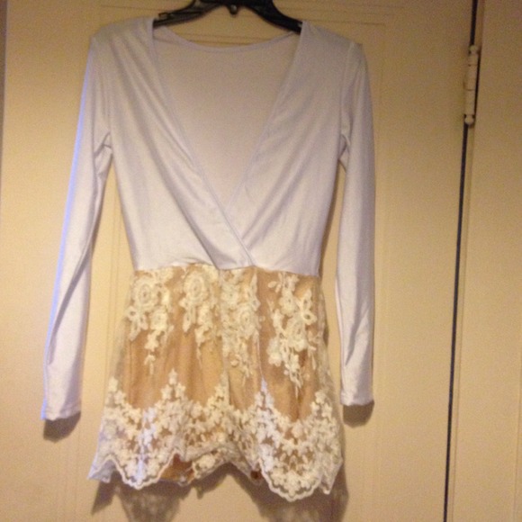 White romper with flower lace