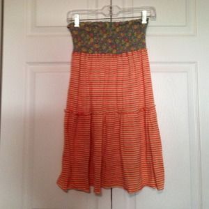 Orange strapless dress