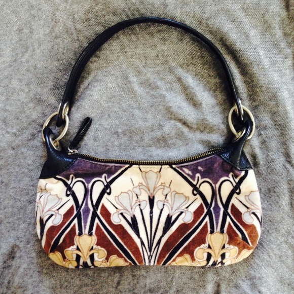 Banana Republic - Velvet & leather floral handbag