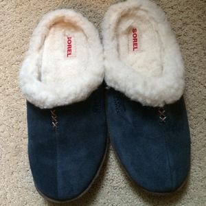 Sorel blue slip on slippers