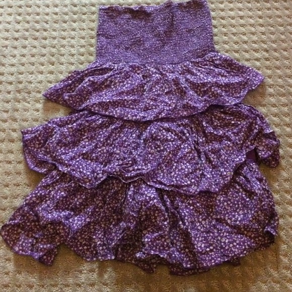 Purple w/ white flowers strapless dress