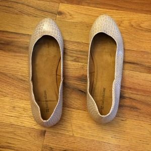 Beige Snakeskin Flats