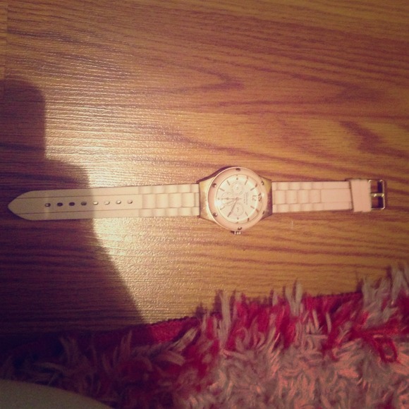 Pink watch.