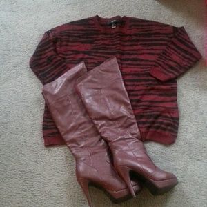 Burgundy Over-the-knee Boot