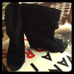BcBg open toe suede wedge booties