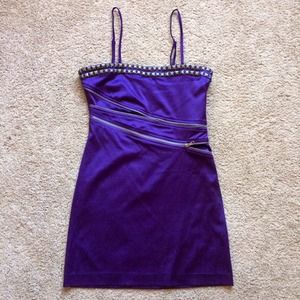 Purple strapless dress