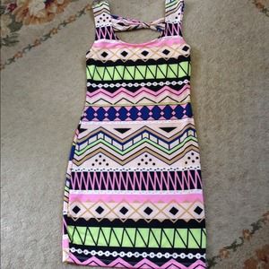multicolor tribal print dress