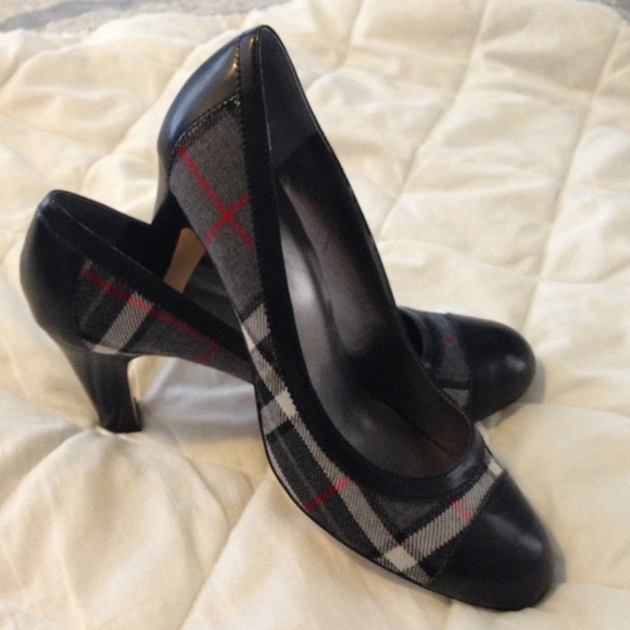 Black plaid heels