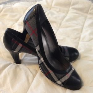Black plaid heels