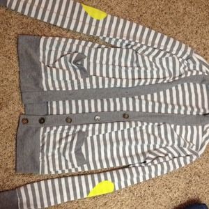 Striped cardigan with heart elbow patches!