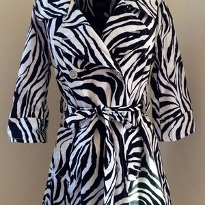 Trendy Zebra Print Trench Coat