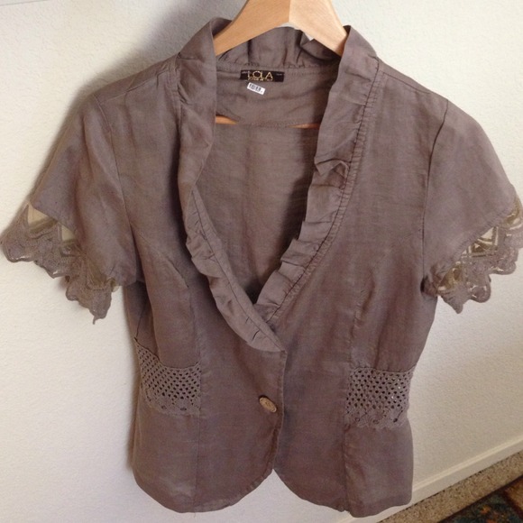 100% Linen Crochet detailed jacket - Picture 2 of 4