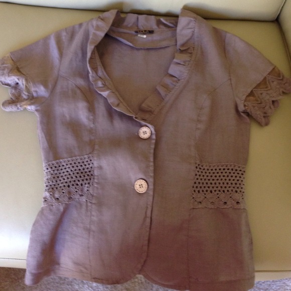 100% Linen Crochet detailed jacket - Picture 3 of 4