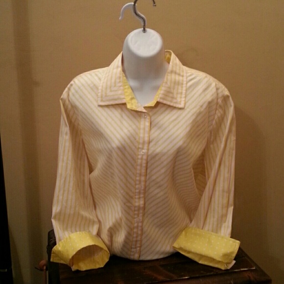 Women's Top 3/4 Sleeves Yellow & White