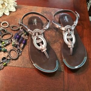 Silver thong sandals