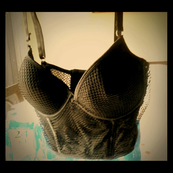 Black Fishnet Bustier Bra