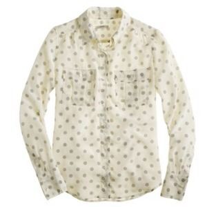 J.Crew Blythe Blouse Platinum Polka Dot