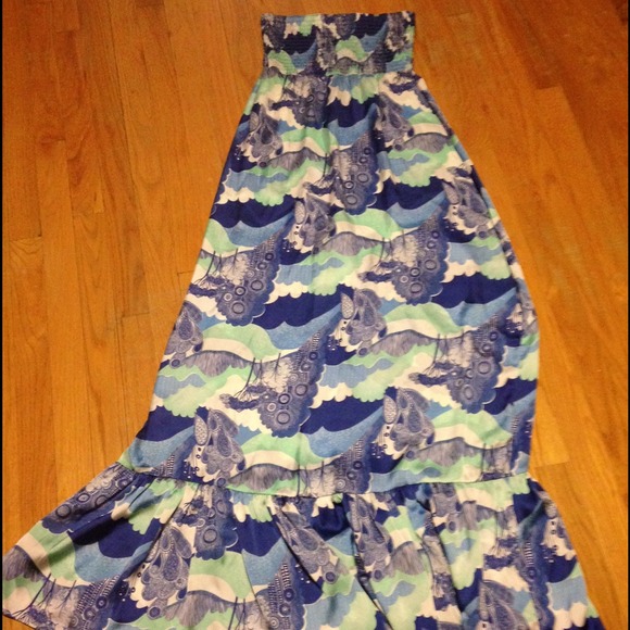 Blue tones maxi dress