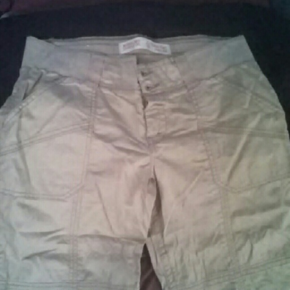 Beige/kahki colored low rise scrub pants