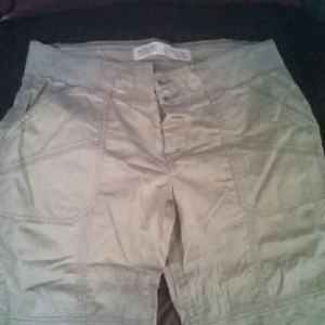 Beige/kahki colored low rise scrub pants