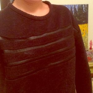 black stripped leather jumper