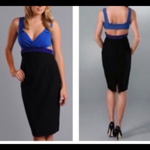 Black Halo Jackie O Cutout Dress in Cobalt Blue