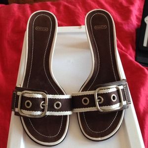 Coach brown/white heels