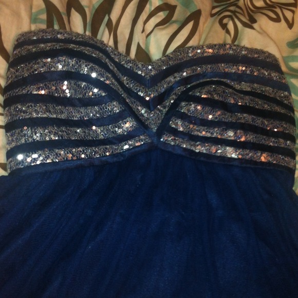 Dark blue with sequin homecoming dress