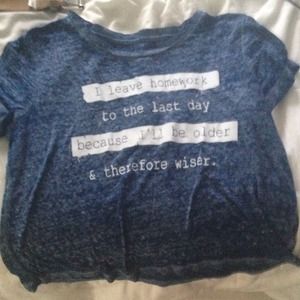 navy blue and white loose fit tee