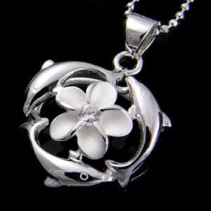 Rhodium-plated 925 Silver Plumeria Flower Lei Pendant with 18 Necklace Jewels Obsession Flower Necklace