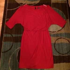Red Grecian Slit Sleeve Dress